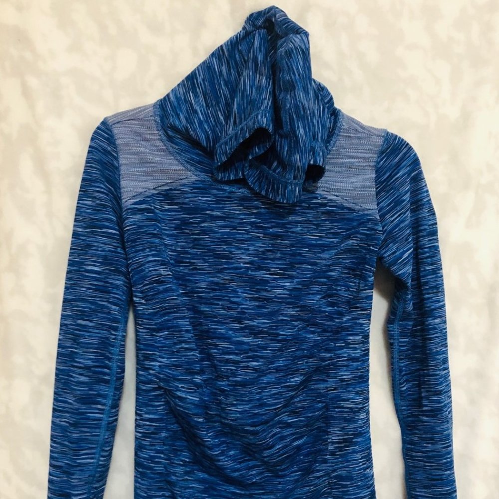Women's Royal Blue and Black Athleta Top with Hood, Sz XS
